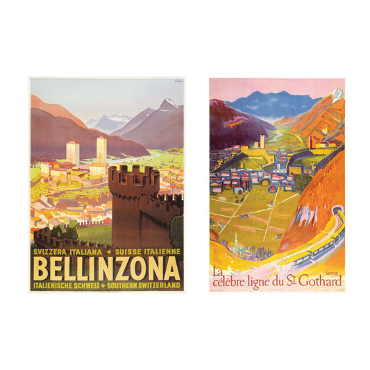 Affiches anciennes - Set Bellinzona et Vallées