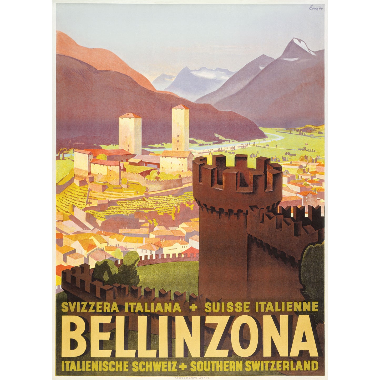 Poster vintage - Set Bellinzona e Valli
