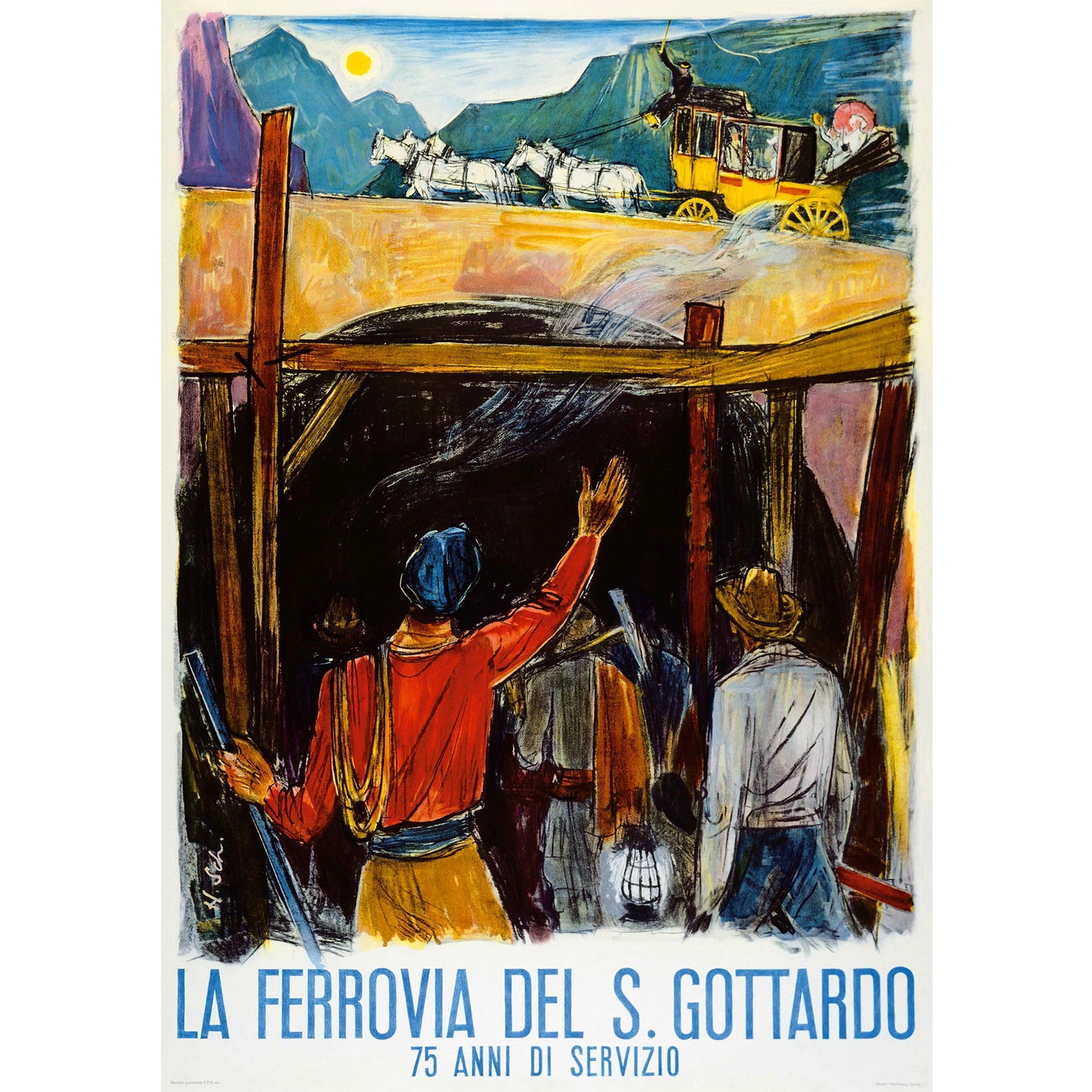 Poster vintage - San Gottardo (Hans Schöllhorn)